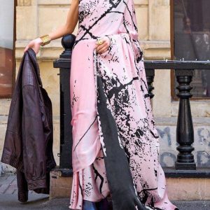 Rajtex Kubik Pink Lace Sarees