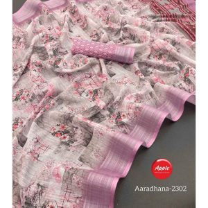 Apple Soft linen silk Turkish Rose sarees