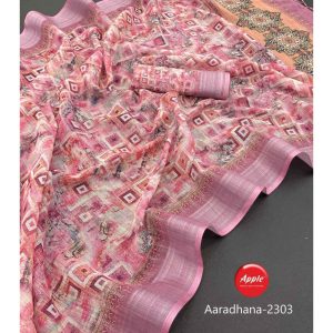 Apple Soft linen silk Amaranth Pink sarees