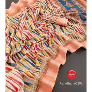 Apple Soft linen silk Dark Salmon sarees